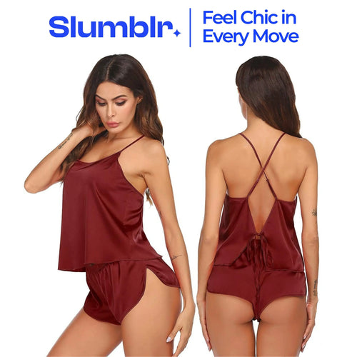 Slumblr® Satin Backless Cami Pajama Set Slumblr
