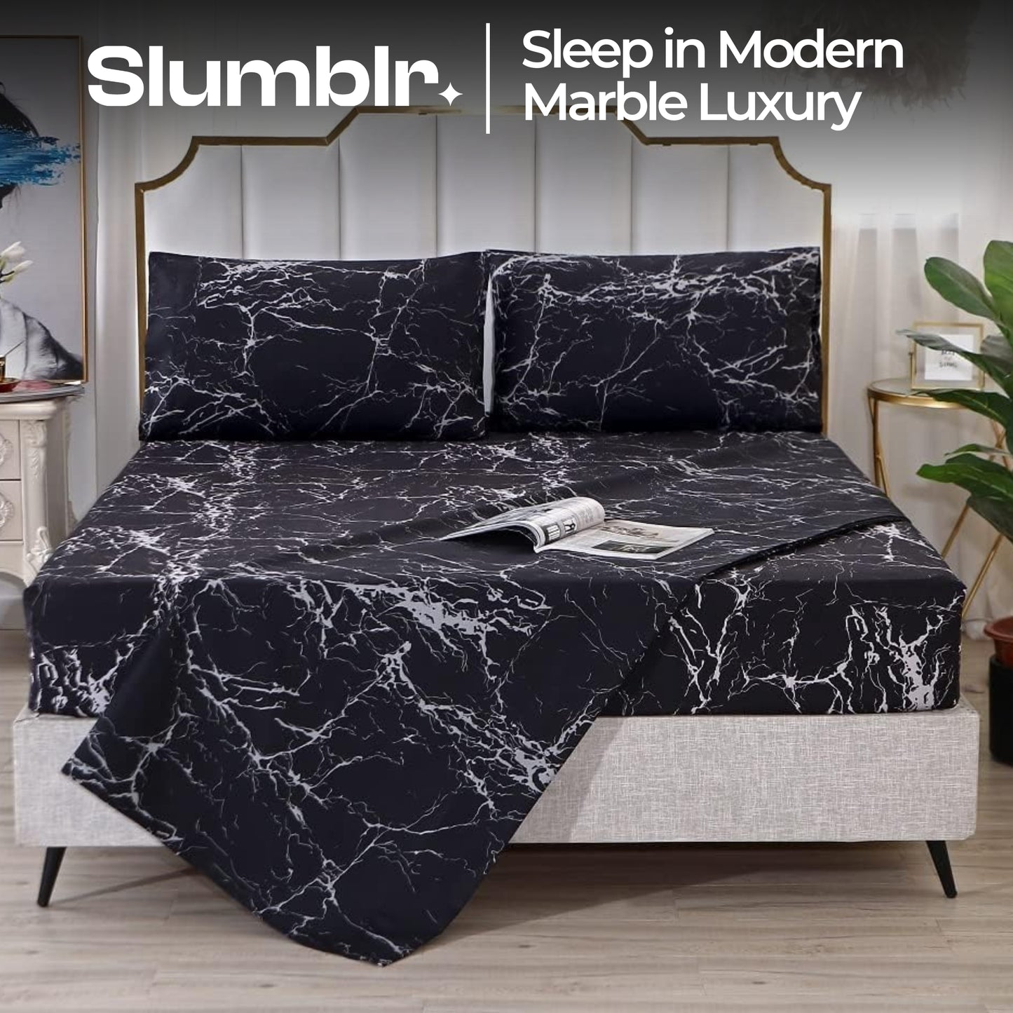 Slumblr® 3-Piece Marble Print Fitted Sheet