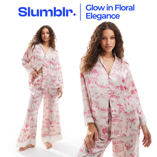 Slumblr® Satin Floral Western Pajama Set