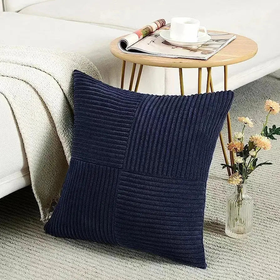 Rust Boho Throw Pillow Cover 18x18 Inch for Couch Bed Sofa Soft Corss Corduroy Patchwork Textured Terracotta Accent Cushion Case