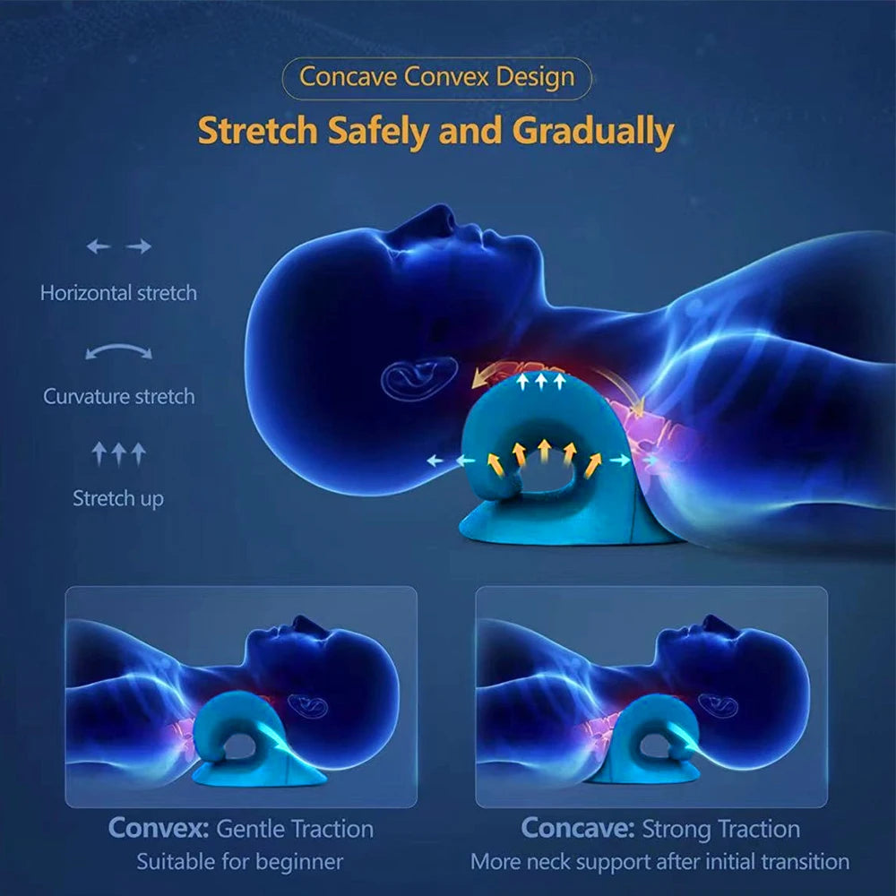 Cervical Massager Heated Neck Stretcher Pain Relief Cervical Traction Device Heating Shoulder Relaxer Acupoint Massage Pillow