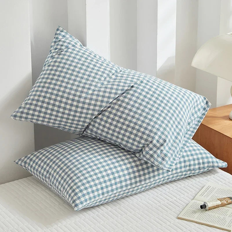 Pillowcase Envelope Style Plaid Couples Plain Ins 48x74cm 100% Pure Cotton Home Textile Household Bedroom Throw Pillow Case