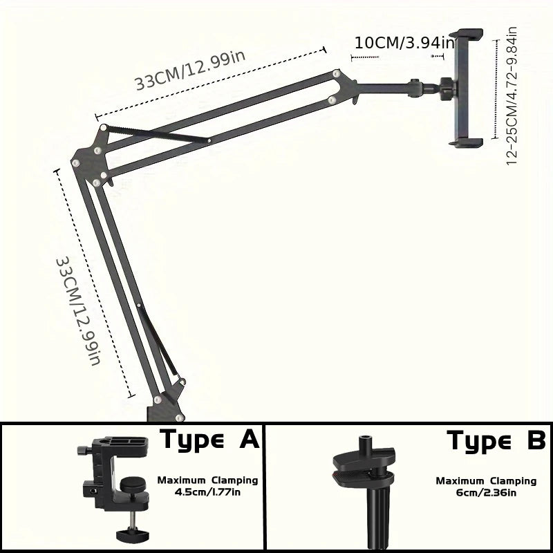 Adjustable Bed Tablet Holder Rotatable Long Arm Metal Desktop Tablet Bracket Mounts Clamp for 4.7-13" for iPad Mini Air Pro