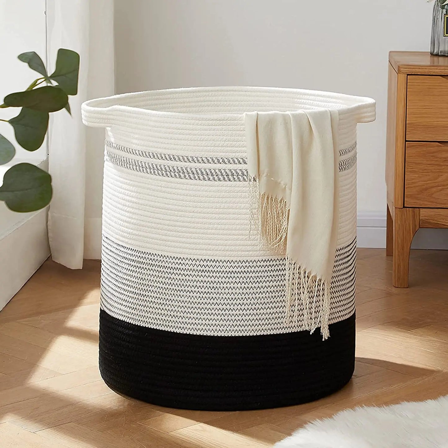 80L Laundry Baskets Hamper with Handles,Decorative Basket for Living room,Woven Storage Basket for Toys Bin,Pillows, Clothes