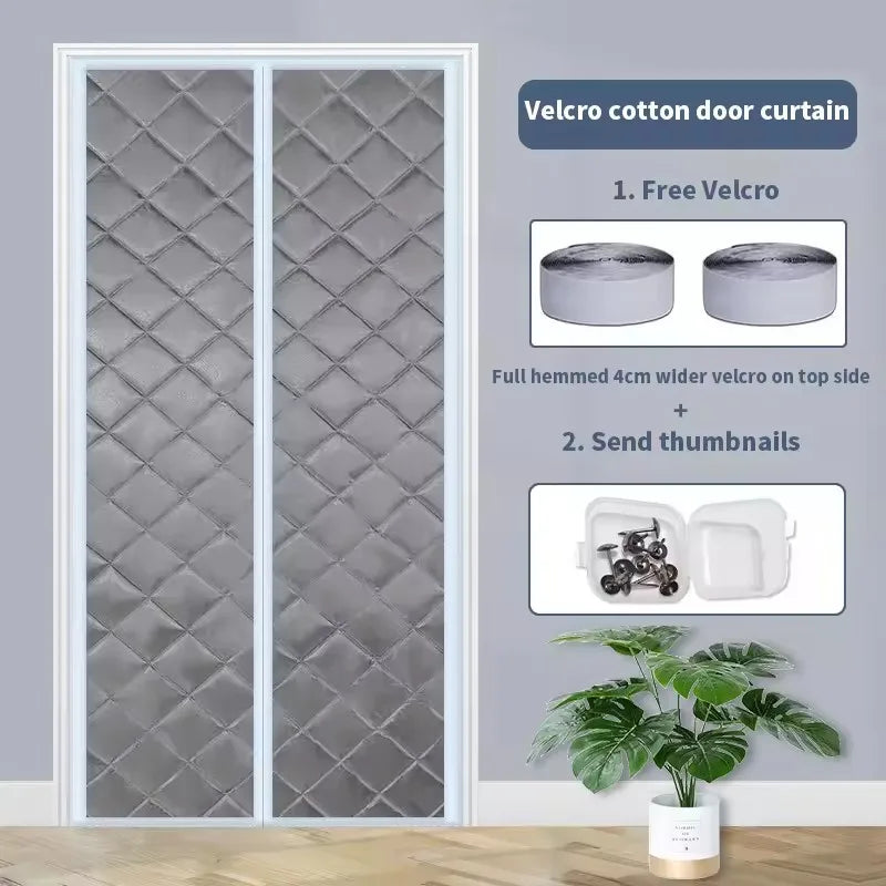 Waterproof Door Screen Coldproof Thicken Door Cutain with Cotton Warm Self-Closing Magnetic Screen Door in Winter for Household