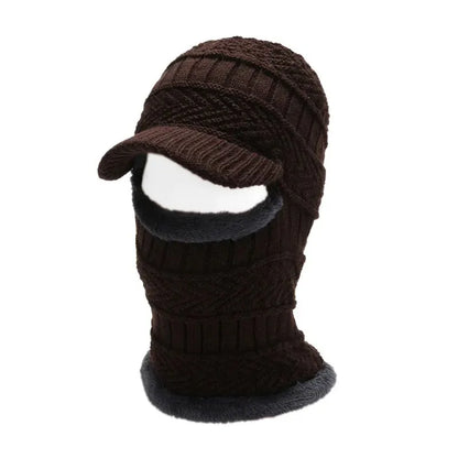 Hatsmen's Winter Plus Fleece Beanie, Outdoor Cycling, Cold Cover, Face Protection, Neck Protection, Warm Knitted One-Piece Hat