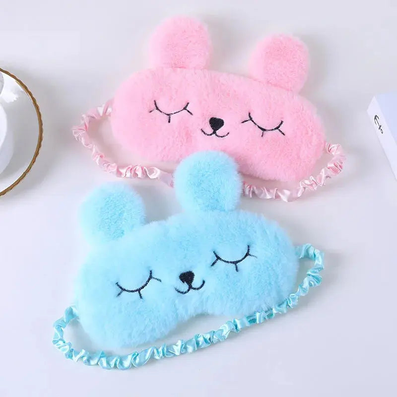 Cute Cartoon Rabbit Plush Sleeping Eye Mask Comfortable Sleep Mask Sleep Aid Traveing Home Shading Light Eye Cover Eyeshade