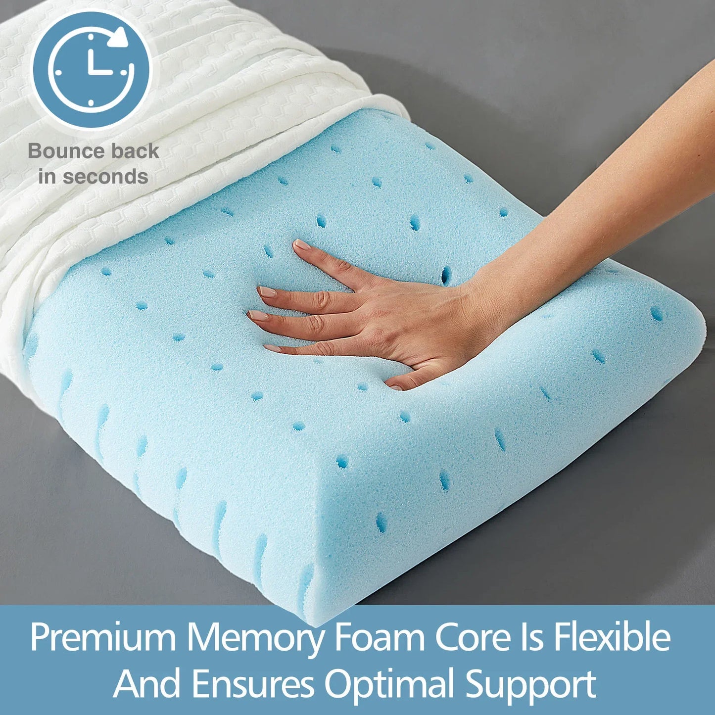 JHK Memory Foam Pillows Standard Size Neck Pillow Ventilated Cooling Bed Pillow with Removable Washable Cover Ultimate Comfort