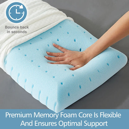 JHK Memory Foam Pillows Standard Size Neck Pillow Ventilated Cooling Bed Pillow with Removable Washable Cover Ultimate Comfort
