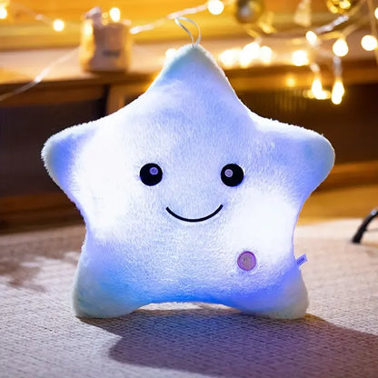 23cm Creative Twinkle Star Shaped Plush Pillow, LED Night Light Glowing Cushions Plush Stuffed Toys Gifts for Kids, Decoration