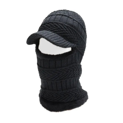 Hatsmen's Winter Plus Fleece Beanie, Outdoor Cycling, Cold Cover, Face Protection, Neck Protection, Warm Knitted One-Piece Hat