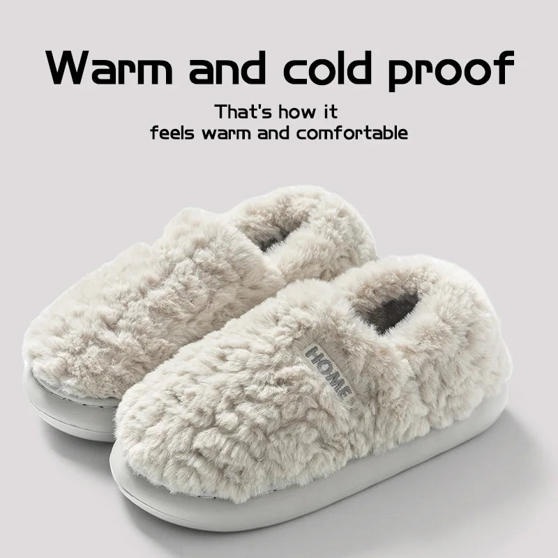 Cotton slippers women's winter new style bag heel home warm and non slip plush cotton shoes for men wearing outside