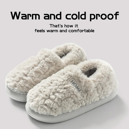 Cotton slippers women's winter new style bag heel home warm and non slip plush cotton shoes for men wearing outside