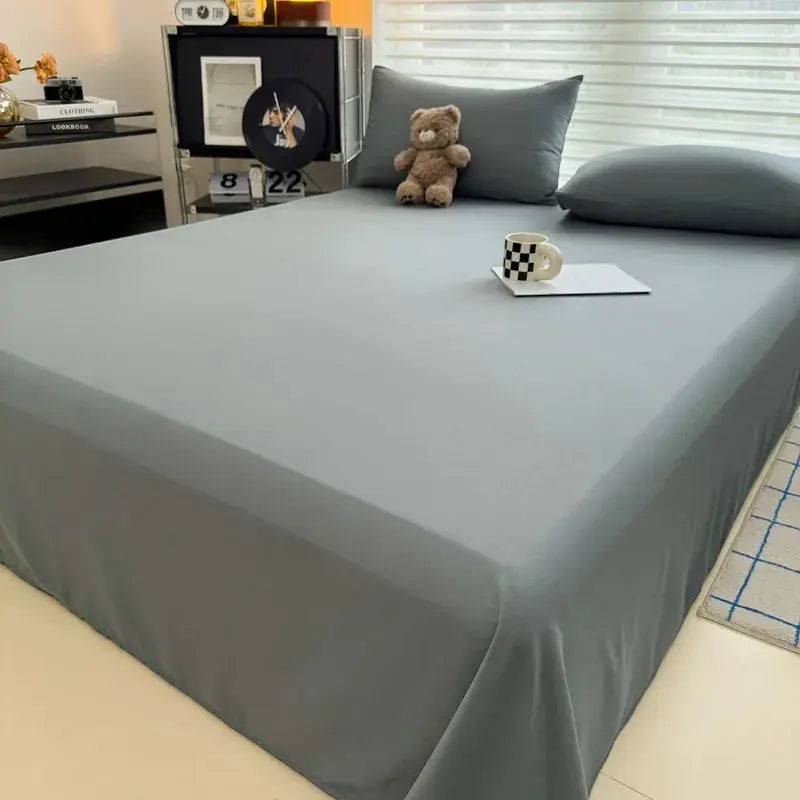 1pc Soft Fabric Flat Bedsheet Solid Color Top Sheets Single Double King Queen Couple Flat Bedsheet Soft Home Bed Linen Sheets