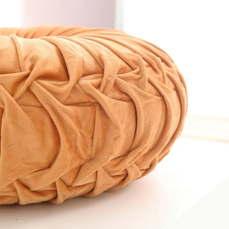 Throw Pillow Hand Sewn Pleated 3D Dutch Velvet Pumpkin Backrest Waist Lumbar Support Cushion Mat For Sofa Bed Floor Office Chair