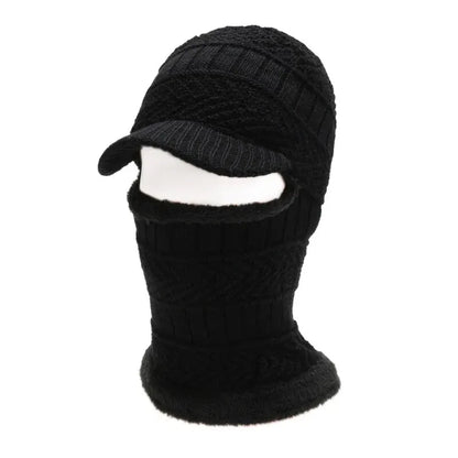 Hatsmen's Winter Plus Fleece Beanie, Outdoor Cycling, Cold Cover, Face Protection, Neck Protection, Warm Knitted One-Piece Hat