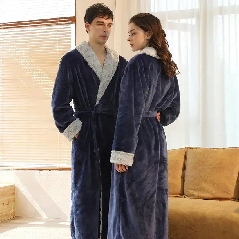 Slumblr® Plush Flannel Fleece Couple Bathrobes Slumblr