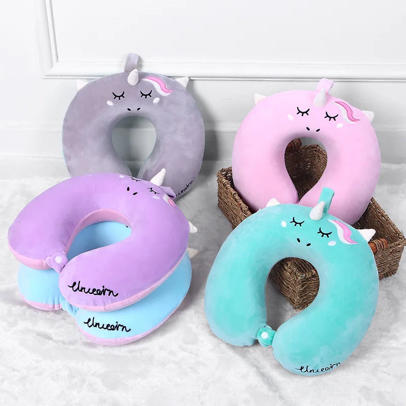 Cartoon Animal U-shaped Pillow Unicorn Neck Pillow Slow Rebound Memory Foam Neck Pillow Airplane Car Travel Nap Pillow