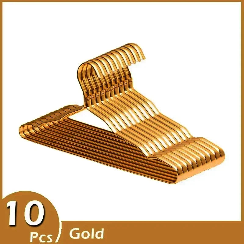 10-Pack Luxury Gold-Plated Metal Hangers Non-Slip Wide Shoulder Design for Coats/Blazers/Dresses Rustproof Wardrobe Organizers