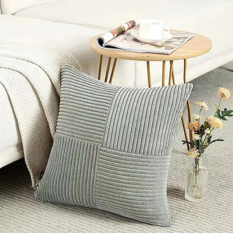 Rust Boho Throw Pillow Cover 18x18 Inch for Couch Bed Sofa Soft Corss Corduroy Patchwork Textured Terracotta Accent Cushion Case