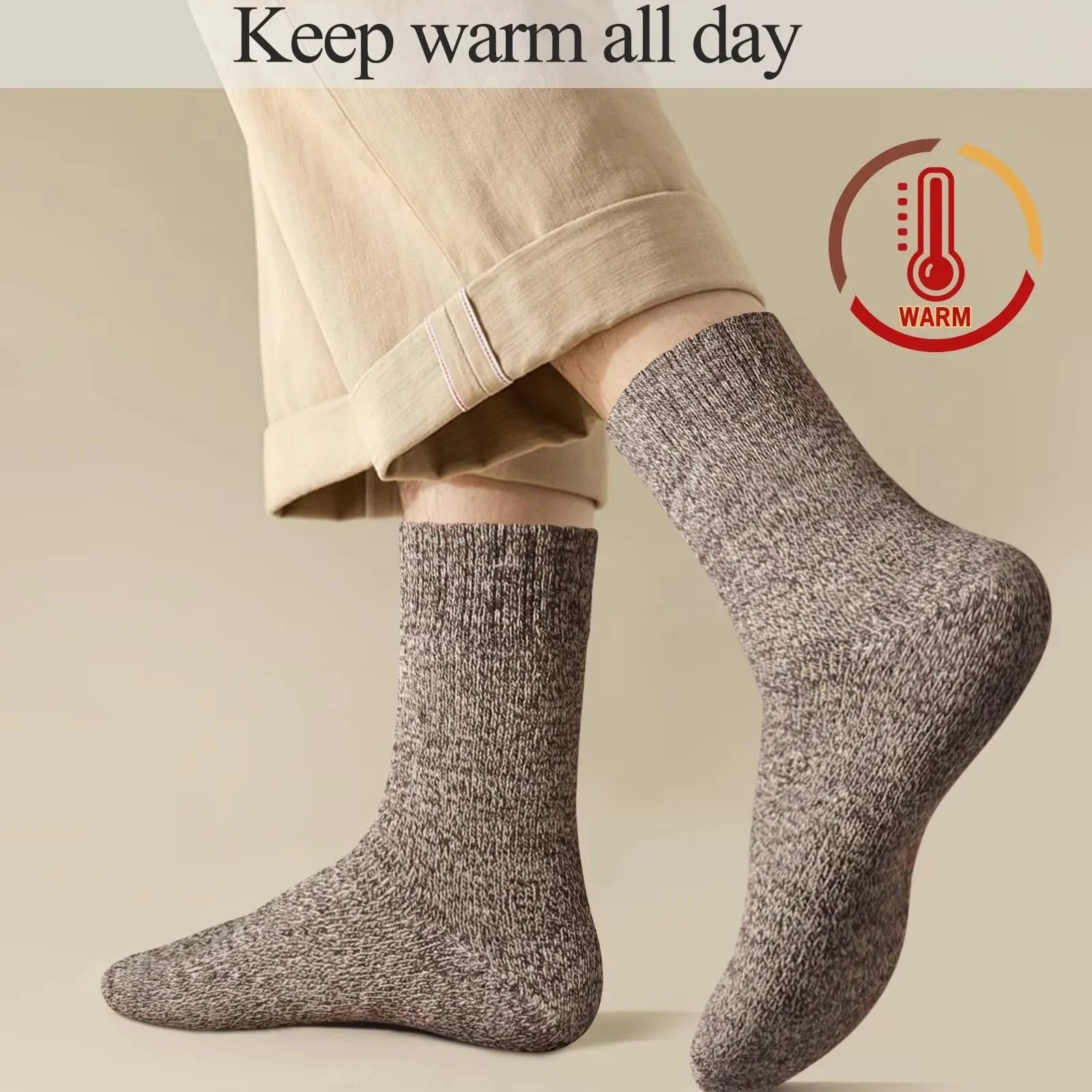 5 Pairs Autumn Winter Men Thicken Wool Socks Women Towel Keep Warm Solid Color Socks Cold-resistant Soft Cashmere Short Socks