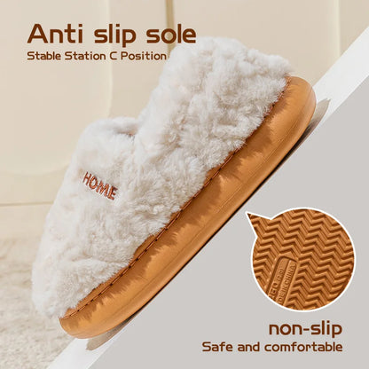 Cotton slippers women's winter new style bag heel home warm and non slip plush cotton shoes for men wearing outside
