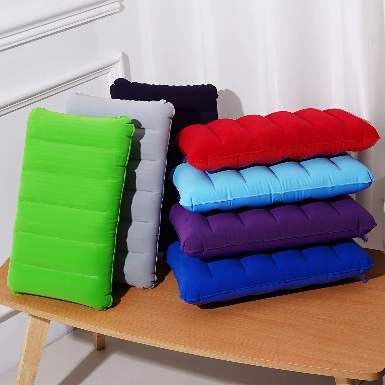 1pc Inflatable Square Pillow Outdoor Camping Business Travel Neck Pillow Portable Comfortable Pillow Cushion