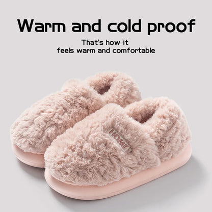 Cotton slippers women's winter new style bag heel home warm and non slip plush cotton shoes for men wearing outside