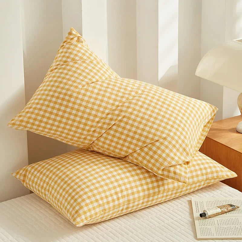 Pillowcase Envelope Style Plaid Couples Plain Ins 48x74cm 100% Pure Cotton Home Textile Household Bedroom Throw Pillow Case