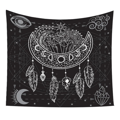 VIKAMA Star and Moon Embroidered Tapestry Constellation Boho Living Room Bedroom Meditation Room Decoration