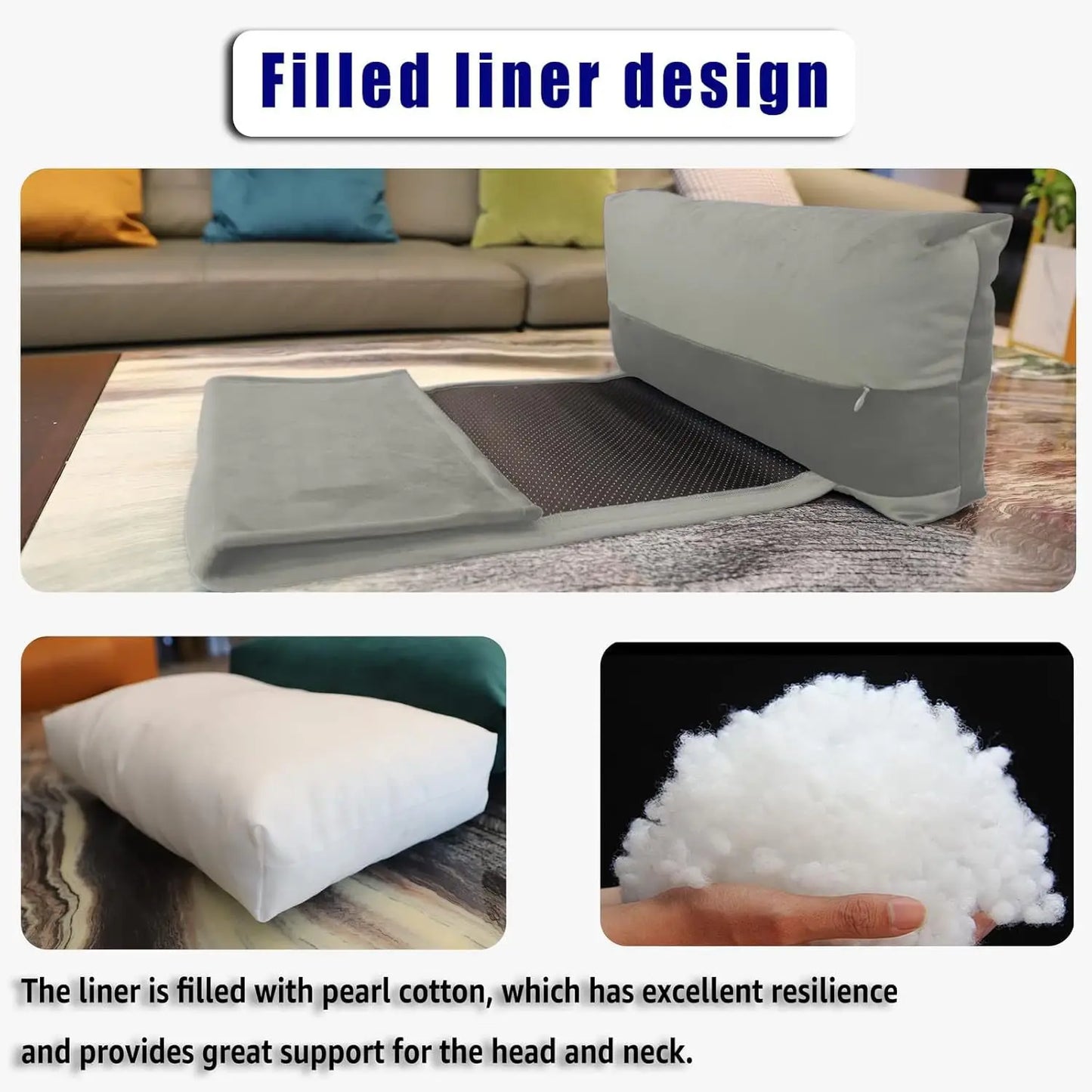 New Fashion Velvet Chaise Lounge Headrest with Non-Slip Base Adjustable Fixed Neck Support Car Headrest