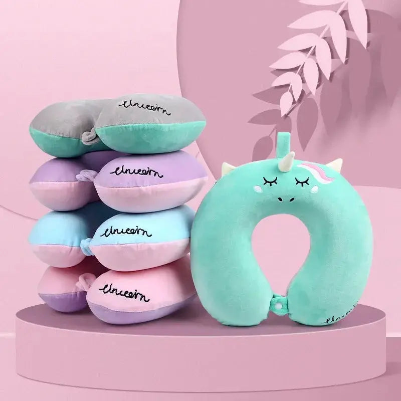 Cartoon Animal U-shaped Pillow Unicorn Neck Pillow Slow Rebound Memory Foam Neck Pillow Airplane Car Travel Nap Pillow