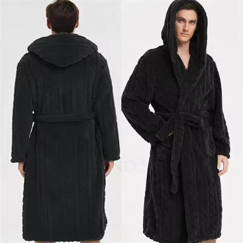 Slumblr® Men’s Hooded Jacquard Flannel Robe