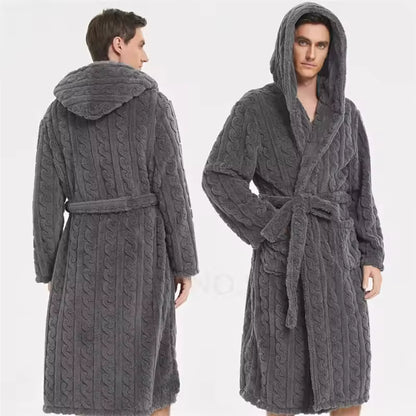 Slumblr® Men’s Hooded Jacquard Flannel Robe