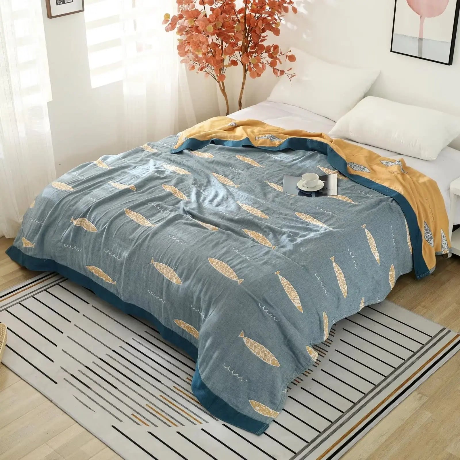 Slumblr® Fish Muslin Throw Blanket Slumblr