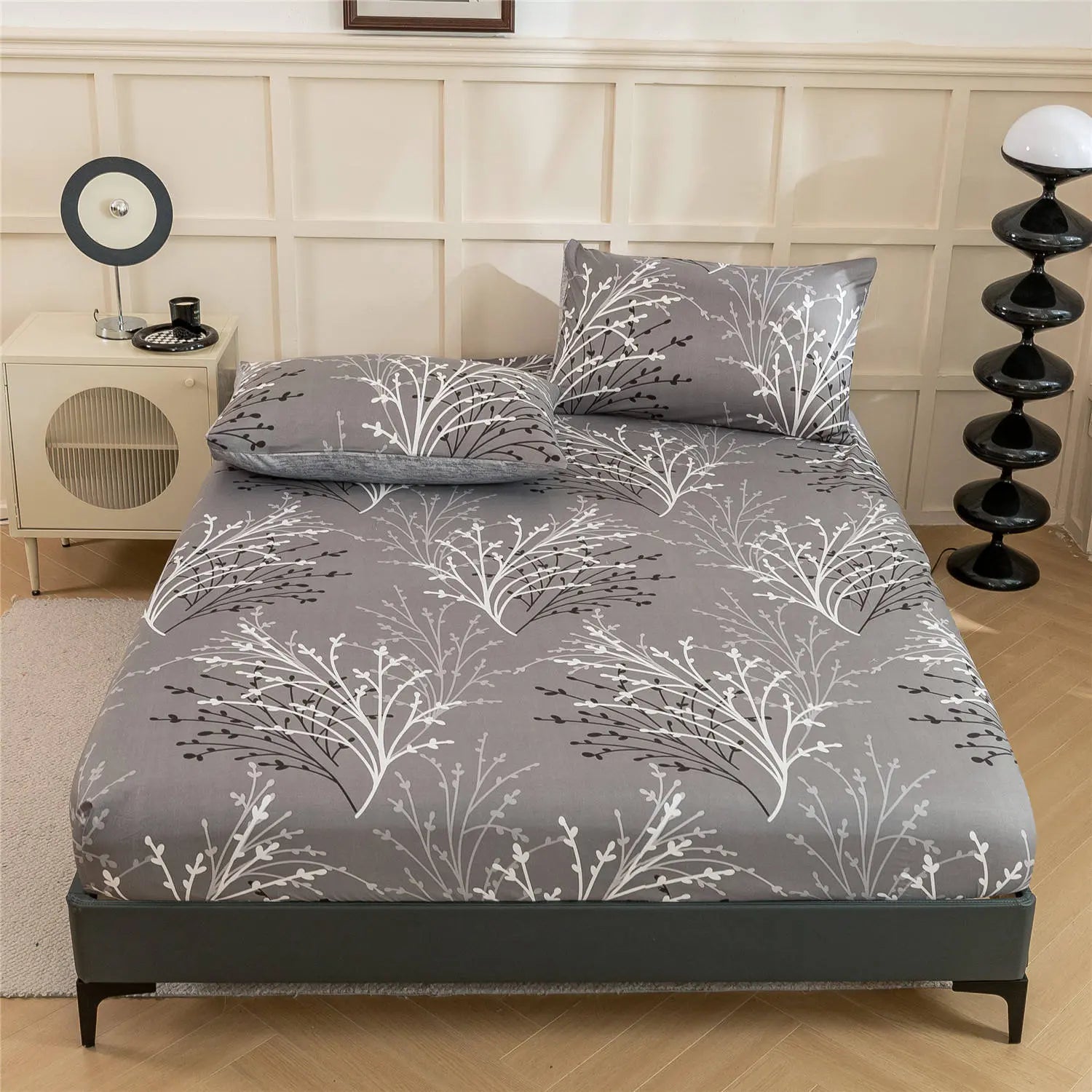 Slumblr® Gray Leaf Fitted Sheet