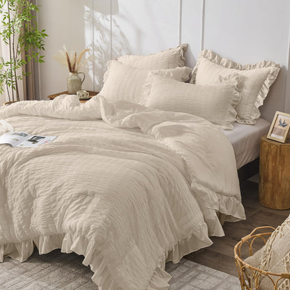 Slumblr® Korean Lace Seersucker Duvet Cover Set