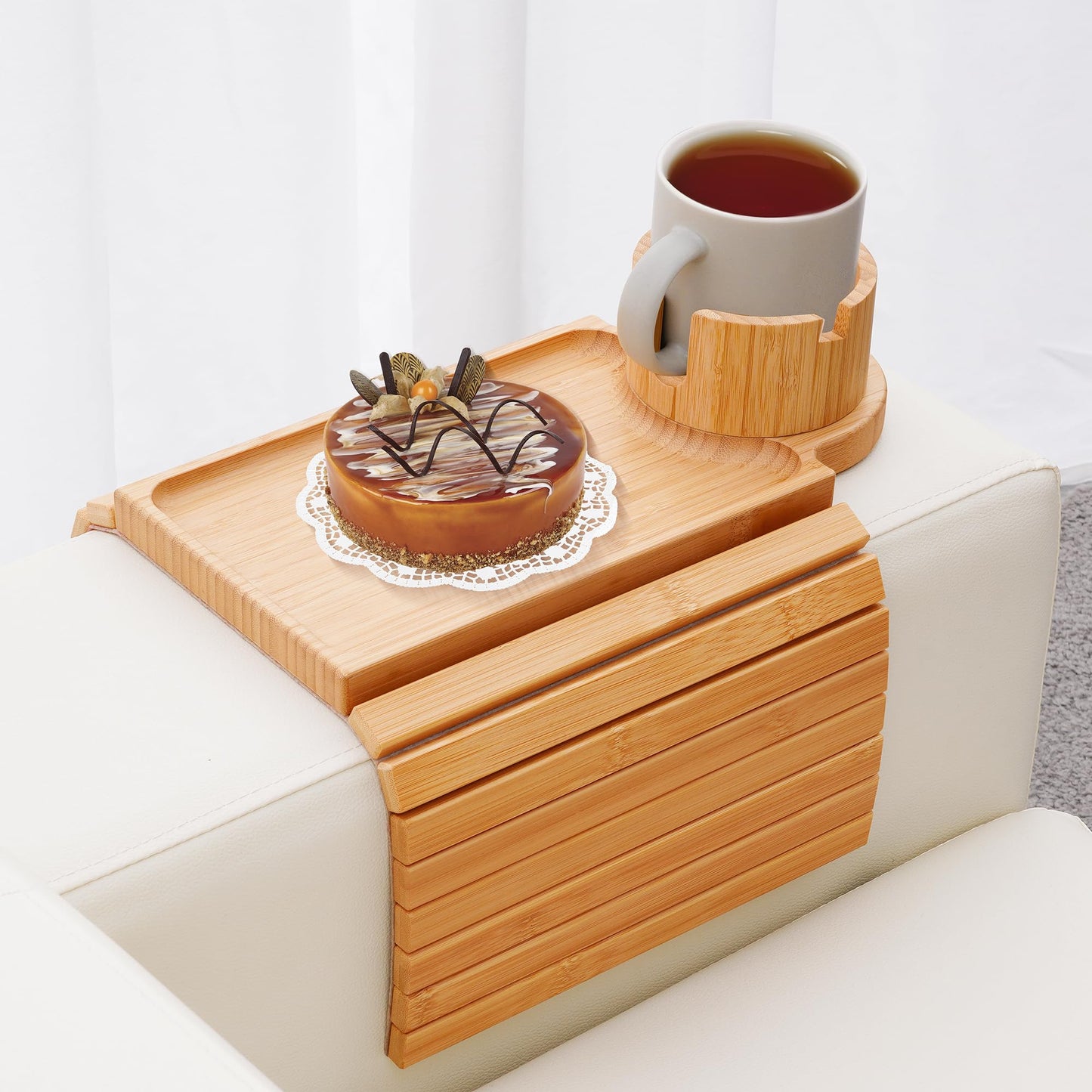 Slumblr® Bamboo Couch Cup Holder Tray