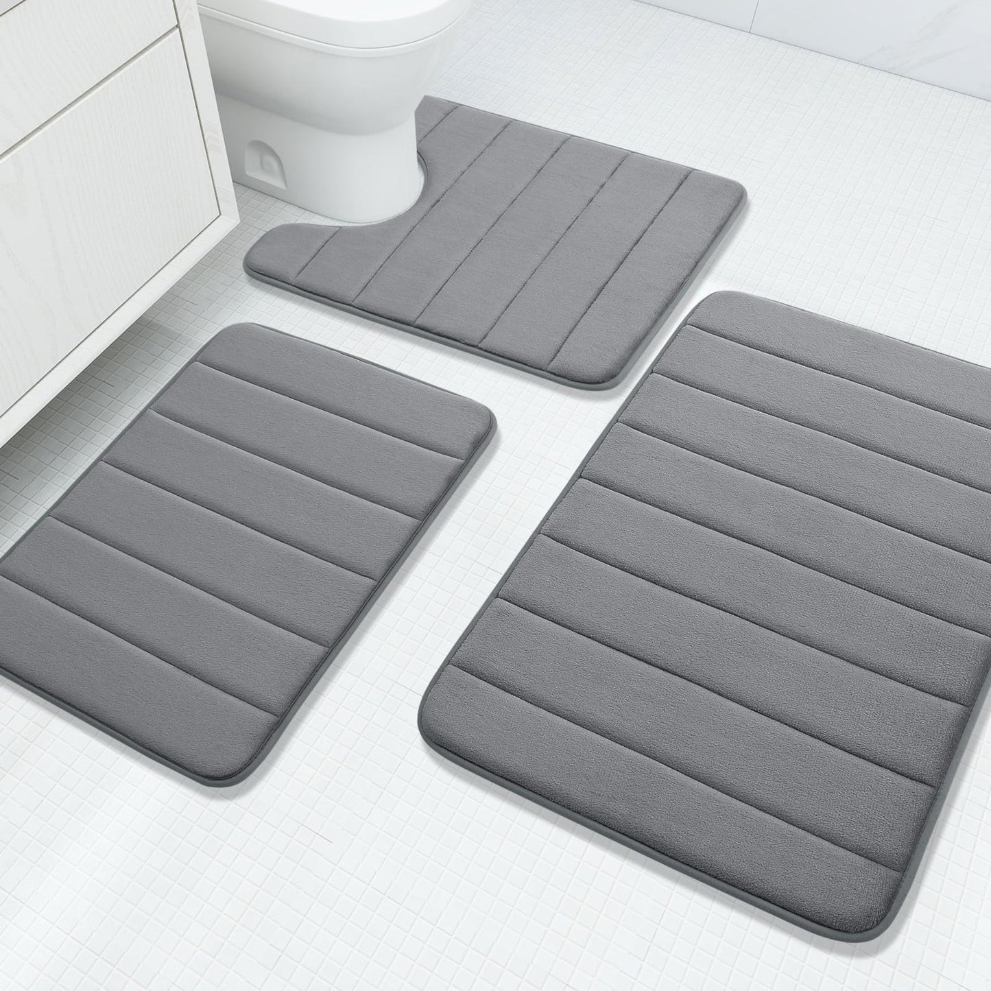 Slumblr® Velvet Memory Foam Bathroom Rug Set (3 Pcs)