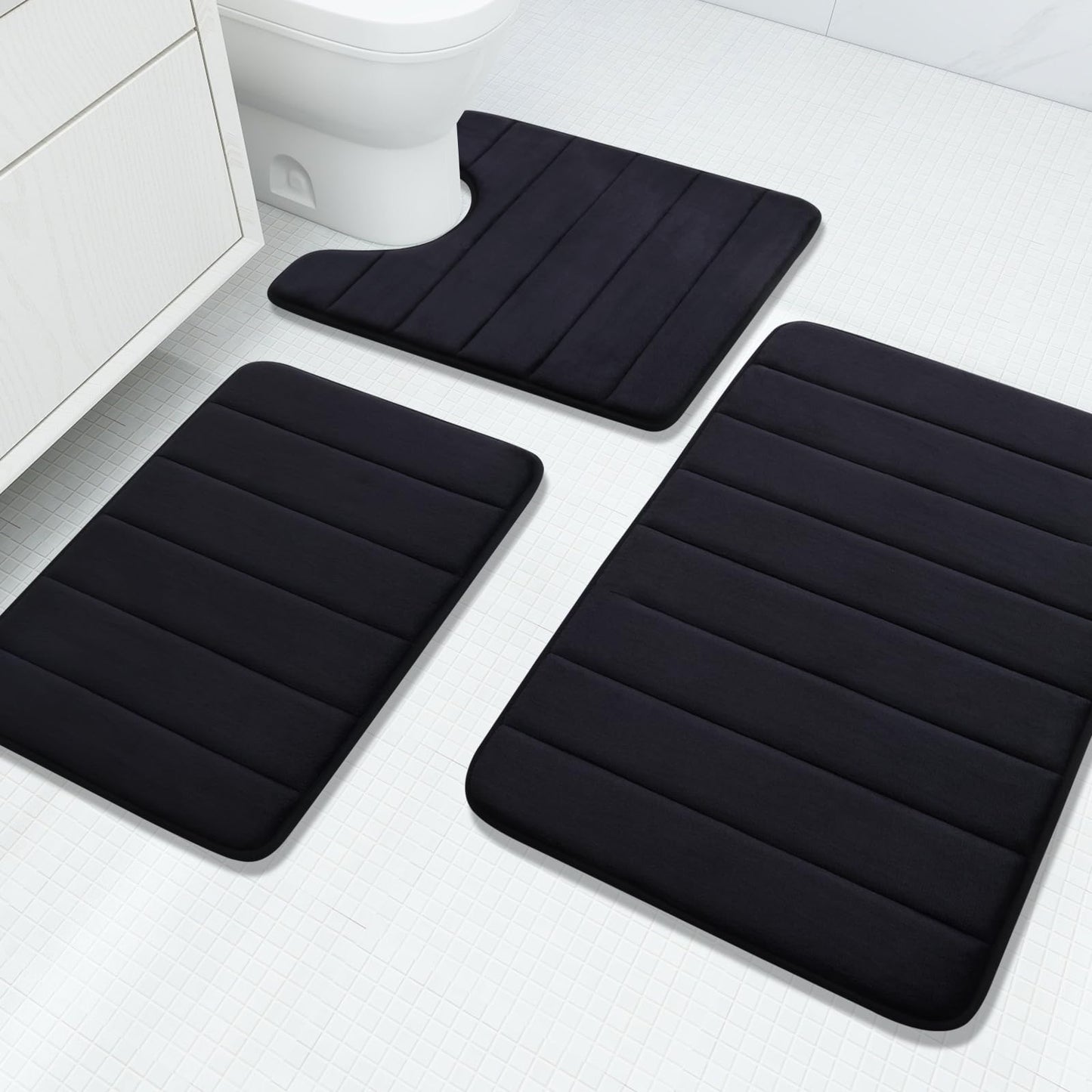 Slumblr® Velvet Memory Foam Bathroom Rug Set (3 Pcs)